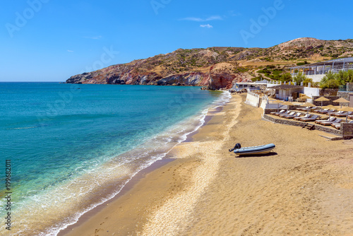 Fototapeta Naklejka Na Ścianę i Meble -  View of beautiful Paleochori beach located on the south coast of Milos. Cyclades, Greece.