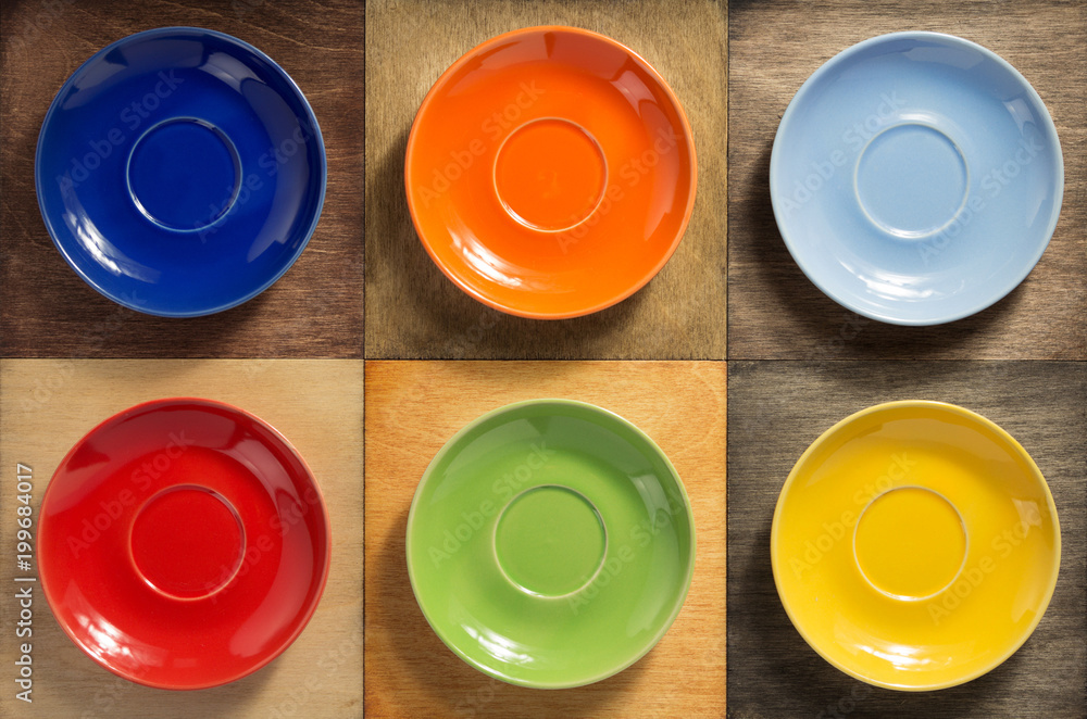 empty  saucer at wooden table