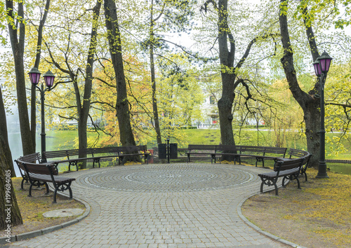 Central public park in Riga - the capital and largest city of Latvia, a major...