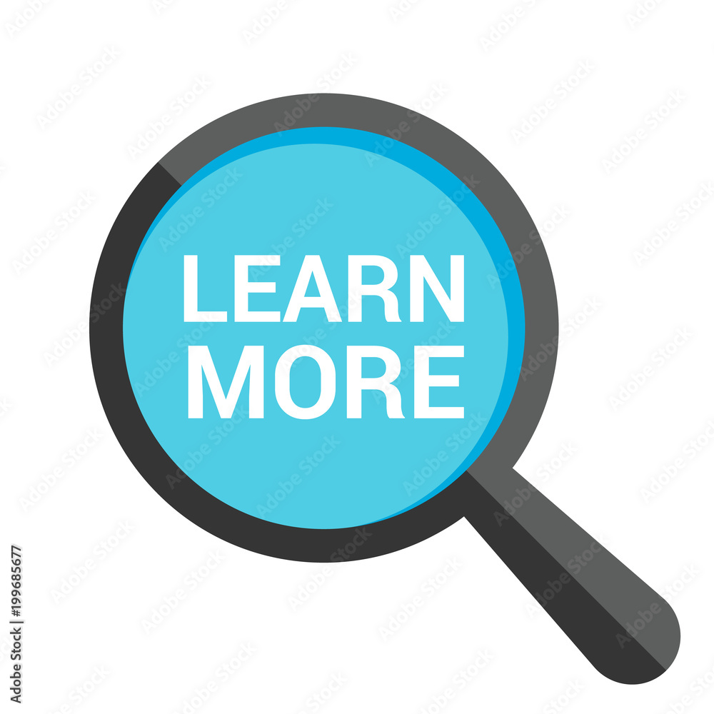 Education Concept: Magnifying Optical Glass With Words Learn More Education Concept: Magnifying Optical Glass With Words Learn More