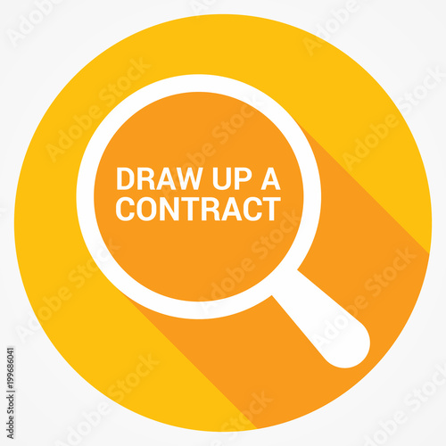 Law Concept: Magnifying Optical Glass With Words Draw Up A Contract