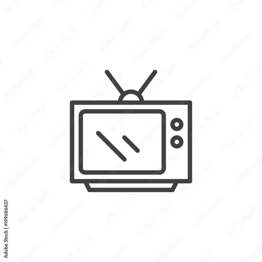 Television with antenna outline icon. linear style sign for mobile concept and web design. TV simple line vector icon. Symbol, logo illustration. Pixel perfect vector graphics Television with antenna outline icon. linear style sign for mobile concept and web design. TV simple line vector icon. Symbol, logo illustration. Pixel perfect vector graphics