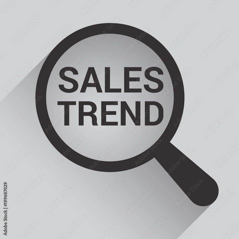 Marketing Concept: Magnifying Optical Glass With Words Sales Trend Marketing Concept: Magnifying Optical Glass With Words Sales Trend