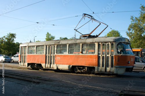 Tram car T4SU to the final "South railway station", Kaliningrad, Russian Federation