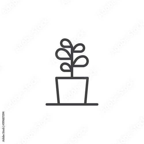 Plant in flower pot outline icon. linear style sign for mobile concept and web design. Growing plant simple line vector icon. Symbol, logo illustration. Pixel perfect vector graphics