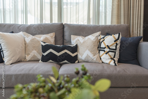 luxury living room style with set of pillows