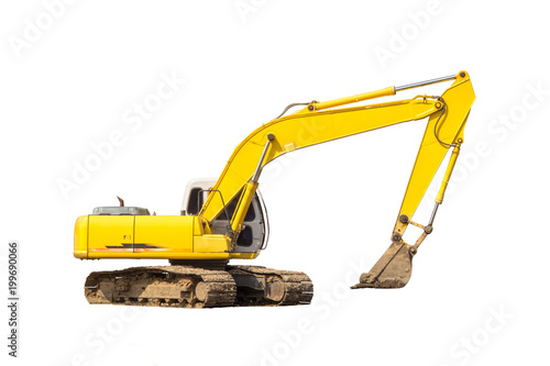  yellow excavator isolated