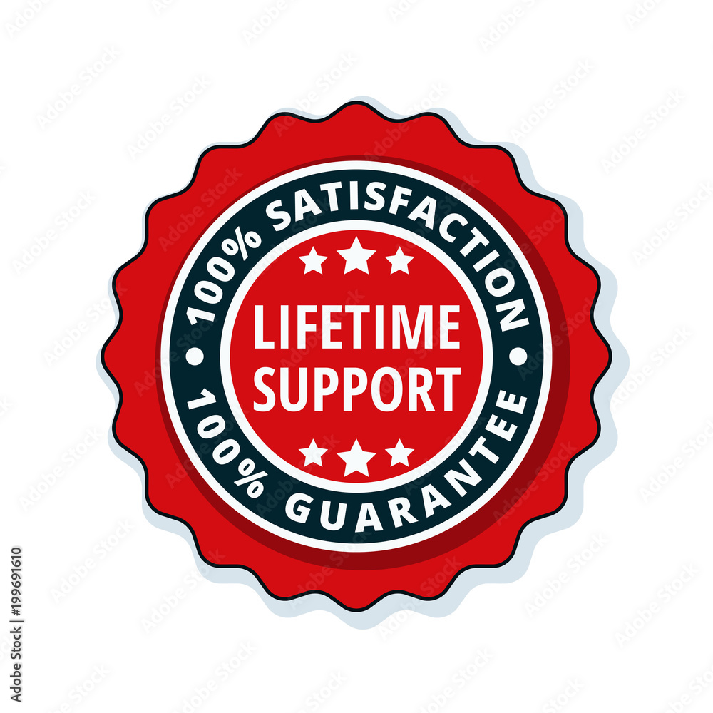 Lifetime Support guarantee label illustration Lifetime Support guarantee label illustration