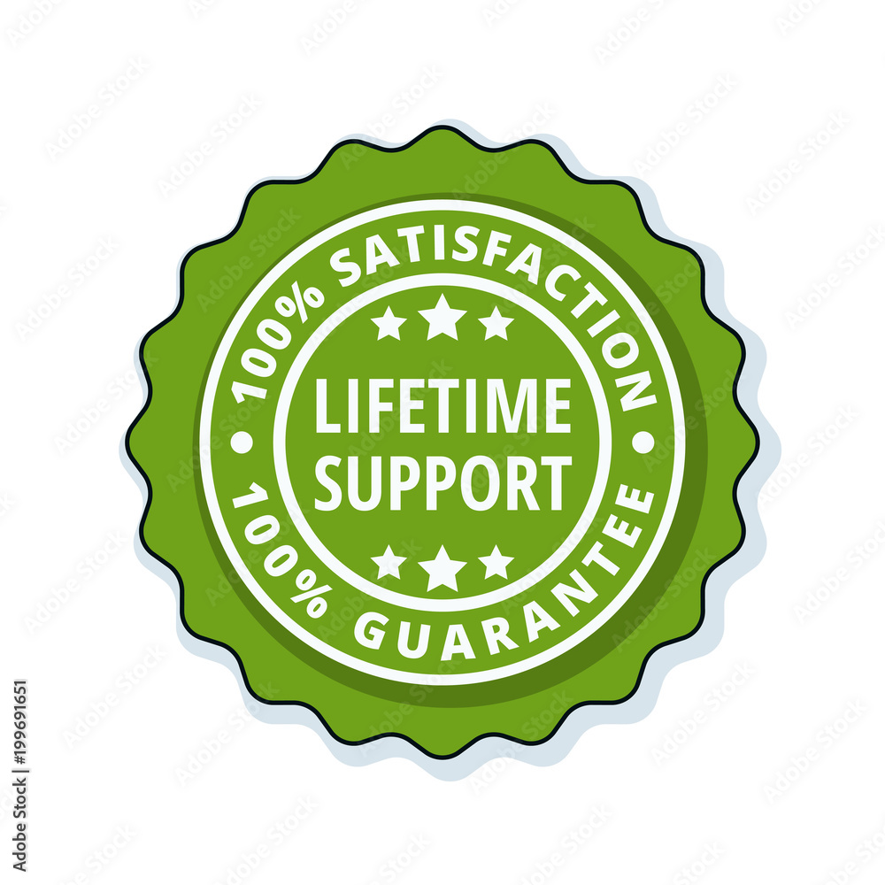 Lifetime Support guarantee label illustration Lifetime Support guarantee label illustration