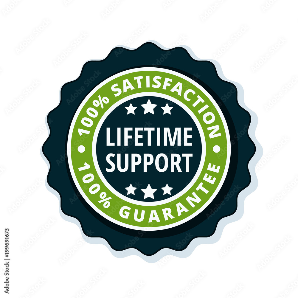 Lifetime Support guarantee label illustration Lifetime Support guarantee label illustration