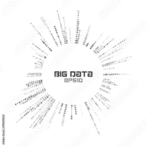Circle bigdata abstract vector background. Digital columns of information. Big data concept