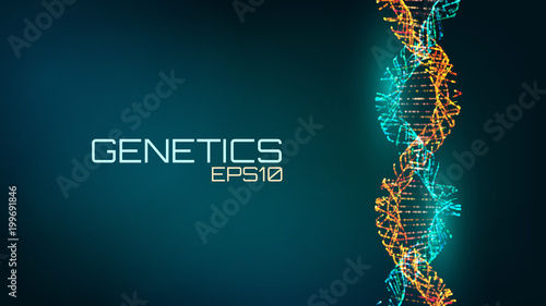 Abstract fututristic dna helix structure. Genetics biology science background. Future medical technology.