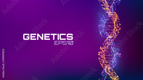 Abstract fututristic dna helix structure. Genetics biology science background. Future dna technology.