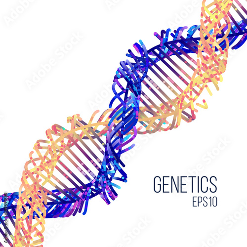 Minimal dna helix flat illustration on the white background