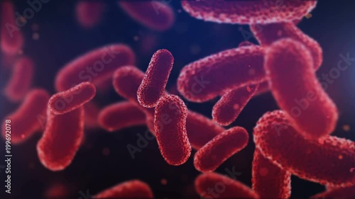 3d animation of flying over group of bacterias. Medical video background photo
