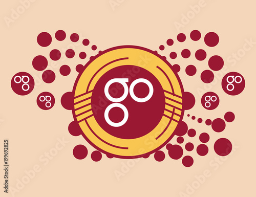 Omisego coin icon over orange background, colorful design. vector illustration