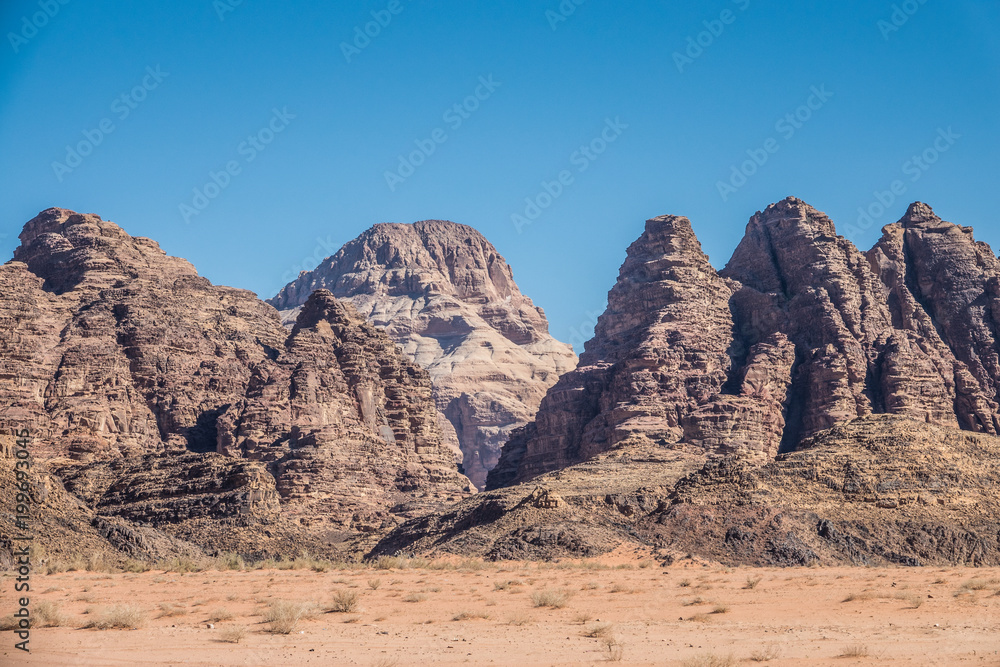 Rocks and sand in Wadi Rum desert Rocks and sand in Wadi Rum desert