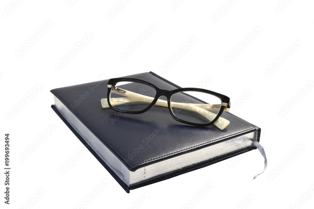 notebook and glasses on white background notebook and glasses on white background