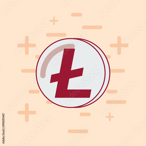 litcoin coin over pink background, colorful design. vector illustration