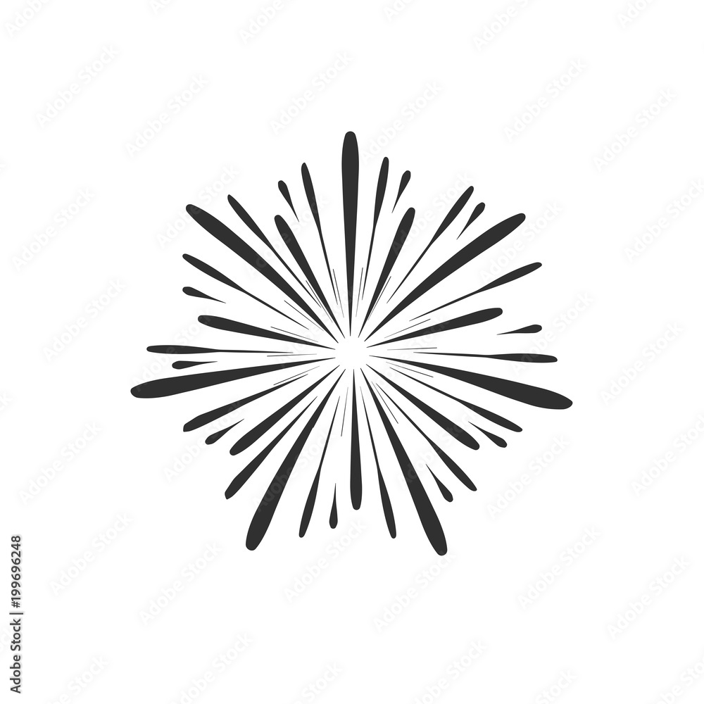 Fireworks display celebration icon in black flat outline design Fireworks display celebration icon in black flat outline design