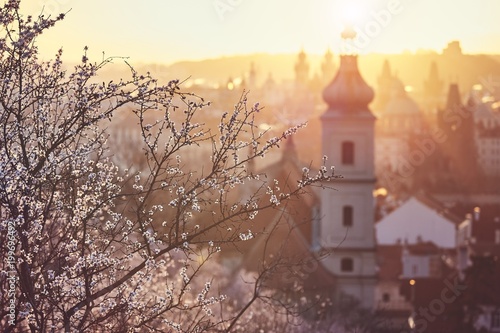 Spring sunrise in Prague