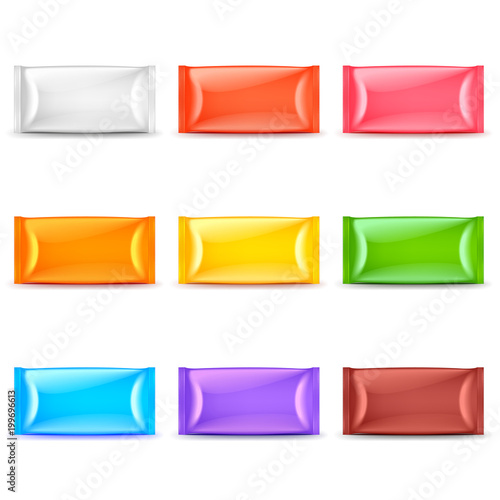 Wide food packaging colorful template 3d vector set