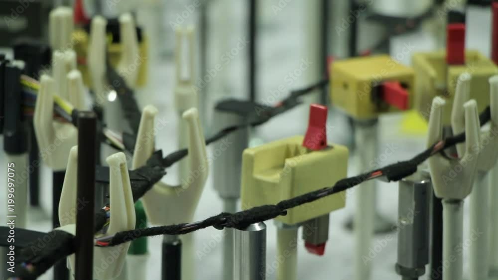 Cables on the panel in the automotive industry are ready for installation Cables on the panel in the automotive industry are ready for installation