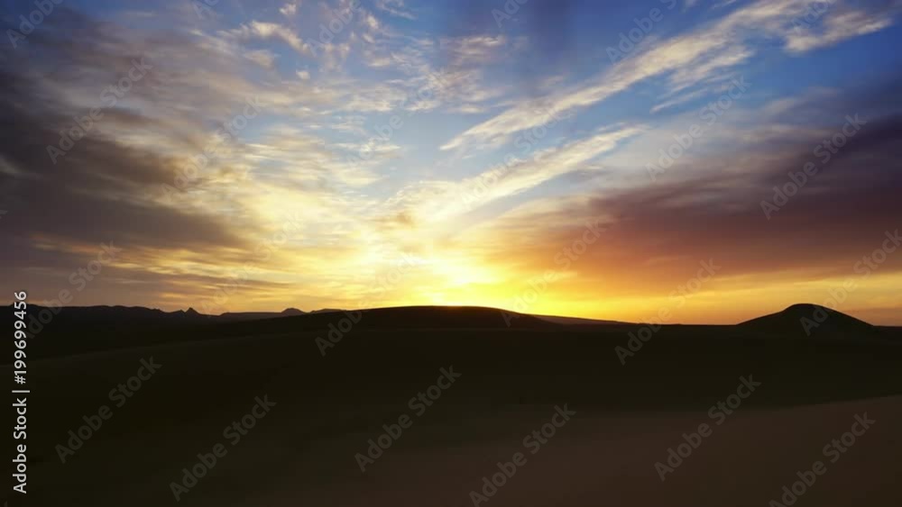 Beatiful landscape in Sahara desert at sunrise, zoom out timelapse 4k Beatiful landscape in Sahara desert at sunrise, zoom out timelapse 4k