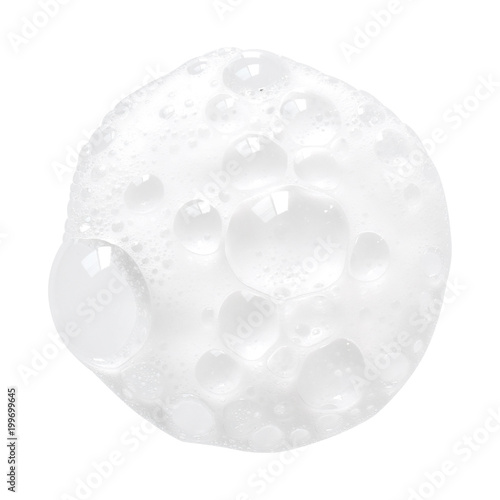 White facial foam creamy bubble soap sponge isolated on white background photo