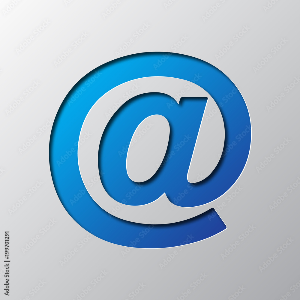 Paper art of the blue mail symbol. Vector illustration Paper art of the blue mail symbol. Vector illustration