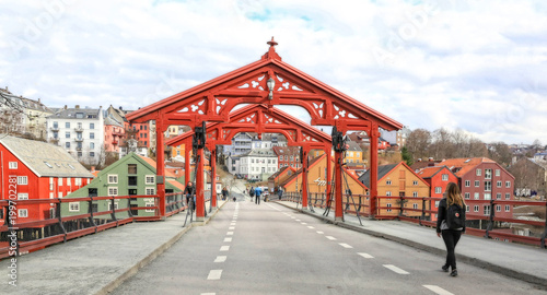 Canvas Print Old City Bridge in Trondheim Norway