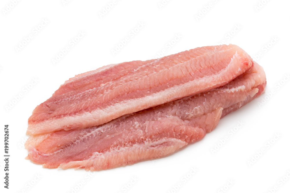 Fillet of Fish Pangasius. Isolated on white background. Fillet of Fish Pangasius. Isolated on white background.