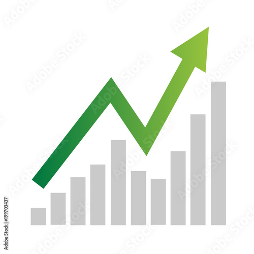 Green business arrow going up
