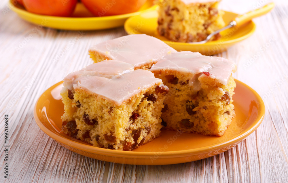 Sultana  and orange slices of cake