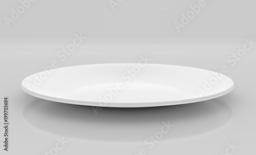 Empty white plate side view