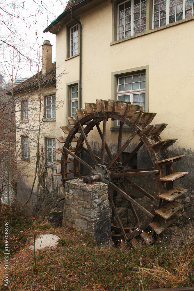 water mill near Rhine Falls in Schaffhausen