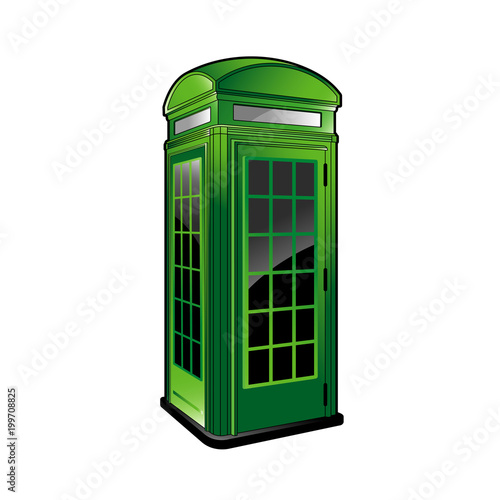 isolated green color telephone booth vector illustration