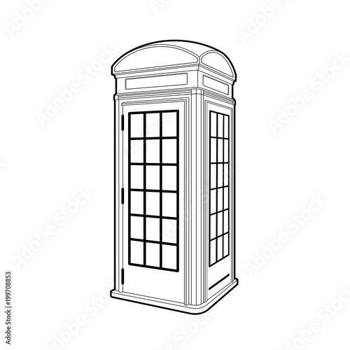 black outline telephone booth vector illustration