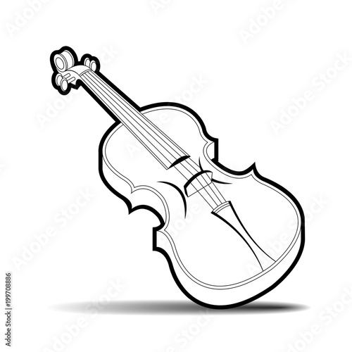 black outline violin vector cartoon