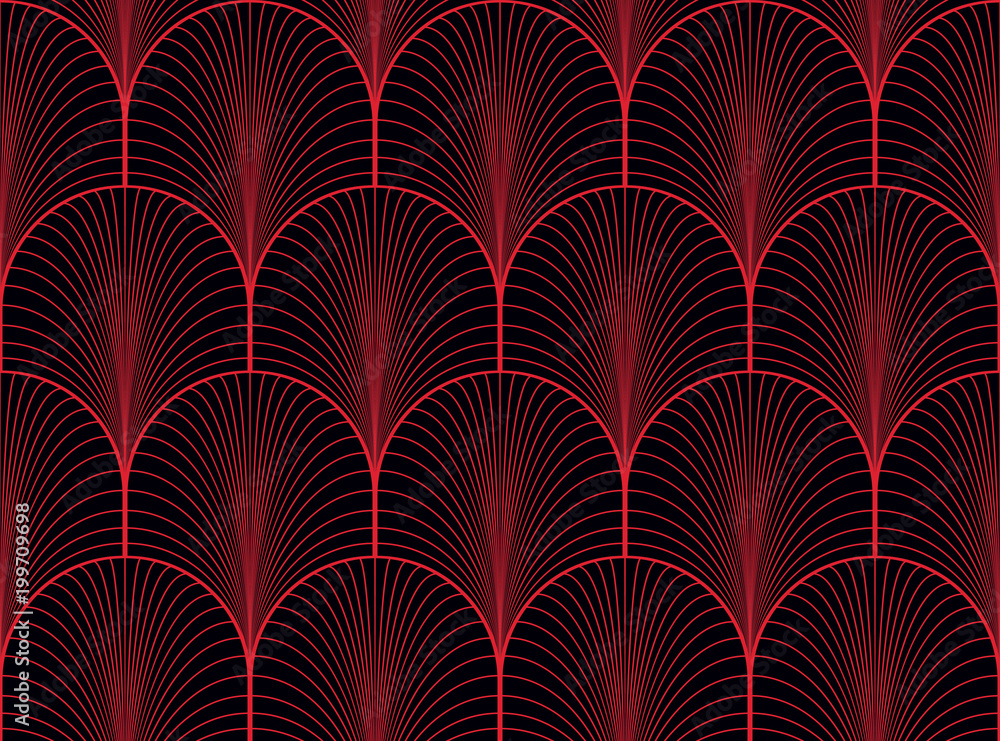Vintage seamless red and black art deco wallpaper pattern vector Stock  Vector | Adobe Stock