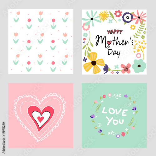 Happy mother's day template cards set