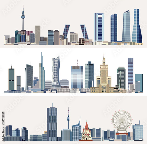 vector urban cityscapes with skyscrapers