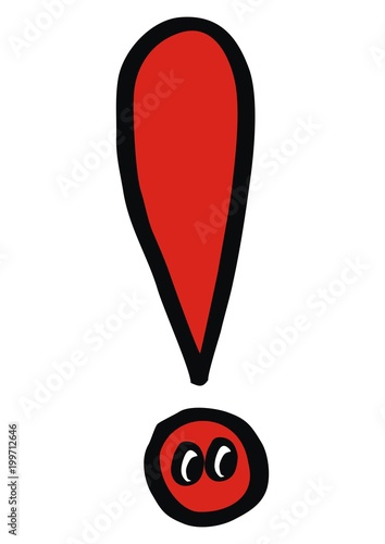 exclamation mark, pen drawing, funny vector illustration