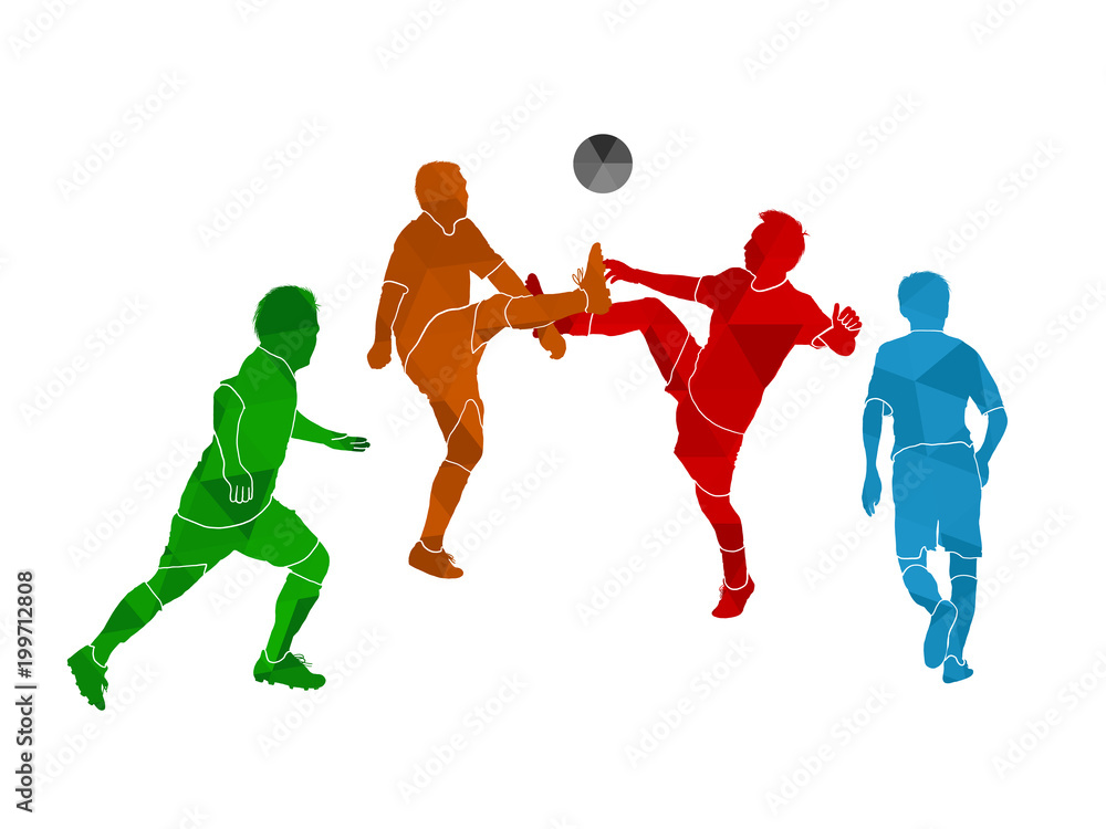 colorful geometric soccer player on white background