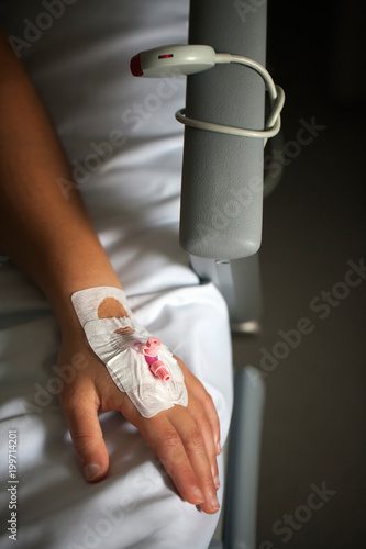 Blood Line Injection on Patient's Hand Vein