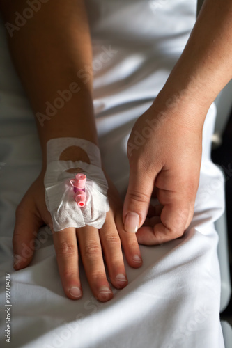 Blood Line Injection on Patient's Hand Vein