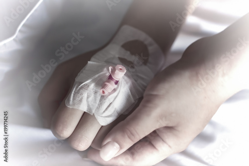 Blood Line Injection on Patient Hand Vein