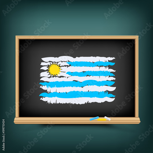 Uruguay color flag draw school blackboard
