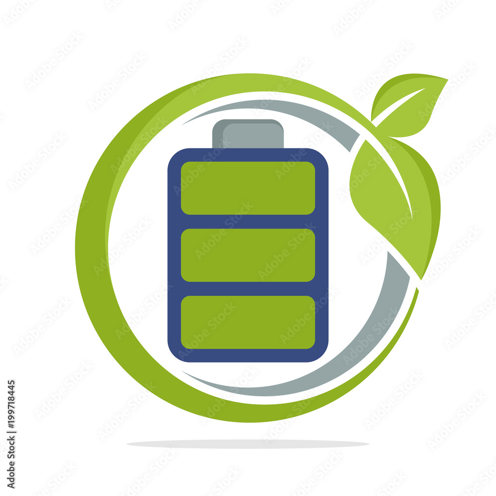 logo icon circle shape with eco-friendly battery concept logo icon circle shape with eco-friendly battery concept