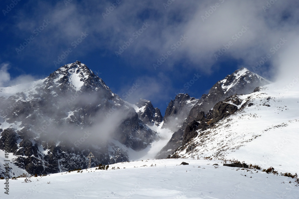Skalnaté Pleso-surroundings, mountains in winter